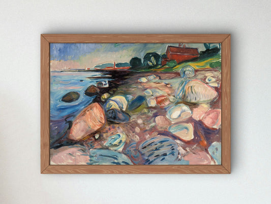 Shore with Red House by Edvard Munch 1904, Wall Art Print, Fine Art Reproduction, Museum Quality Decor, Poster