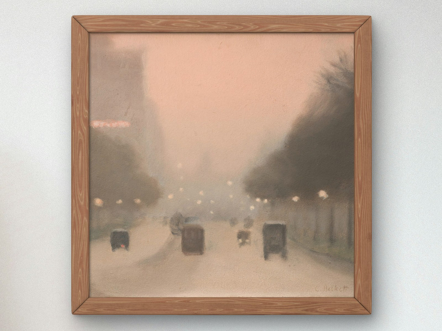 Evening St Kilda Road by Clarice Beckett 1930, Wall Art Print, Fine Art Reproduction, Museum Quality Decor, Poster