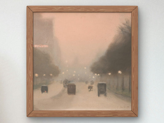 Evening St Kilda Road by Clarice Beckett 1930, Wall Art Print, Fine Art Reproduction, Museum Quality Decor, Poster