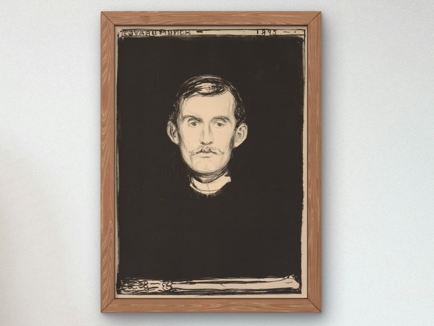 Self portrait with Skeleton Arm by Edvard Munch 1895, Wall Art Print, Fine Art Reproduction, Museum Quality Decor, Poster