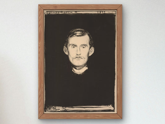 Self portrait with Skeleton Arm by Edvard Munch 1895, Wall Art Print, Fine Art Reproduction, Museum Quality Decor, Poster