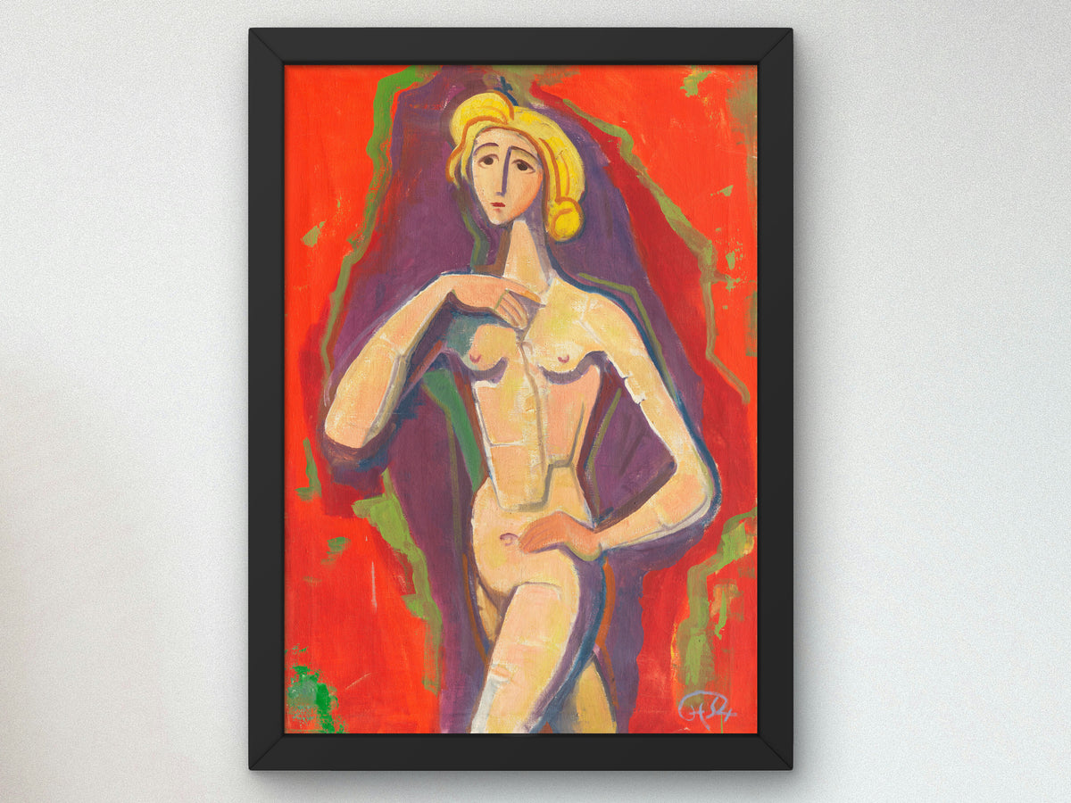 Standing Female Nude by Karl Hofer 1954, Wall Art Print, Fine Art Reproduction, Museum Quality Decor, Poster