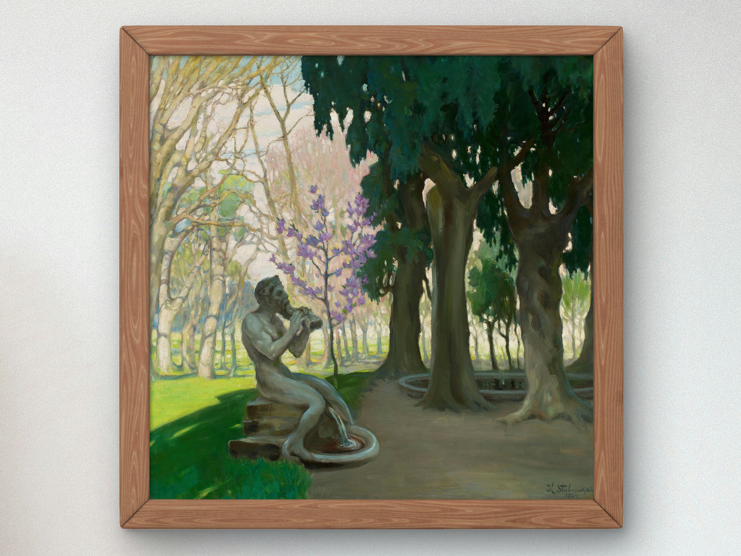 Faun, Villa Borghese by Kazimierz Stabrowski 1924, Wall Art Print, Fine Art Reproduction, Museum Quality Decor, Poster