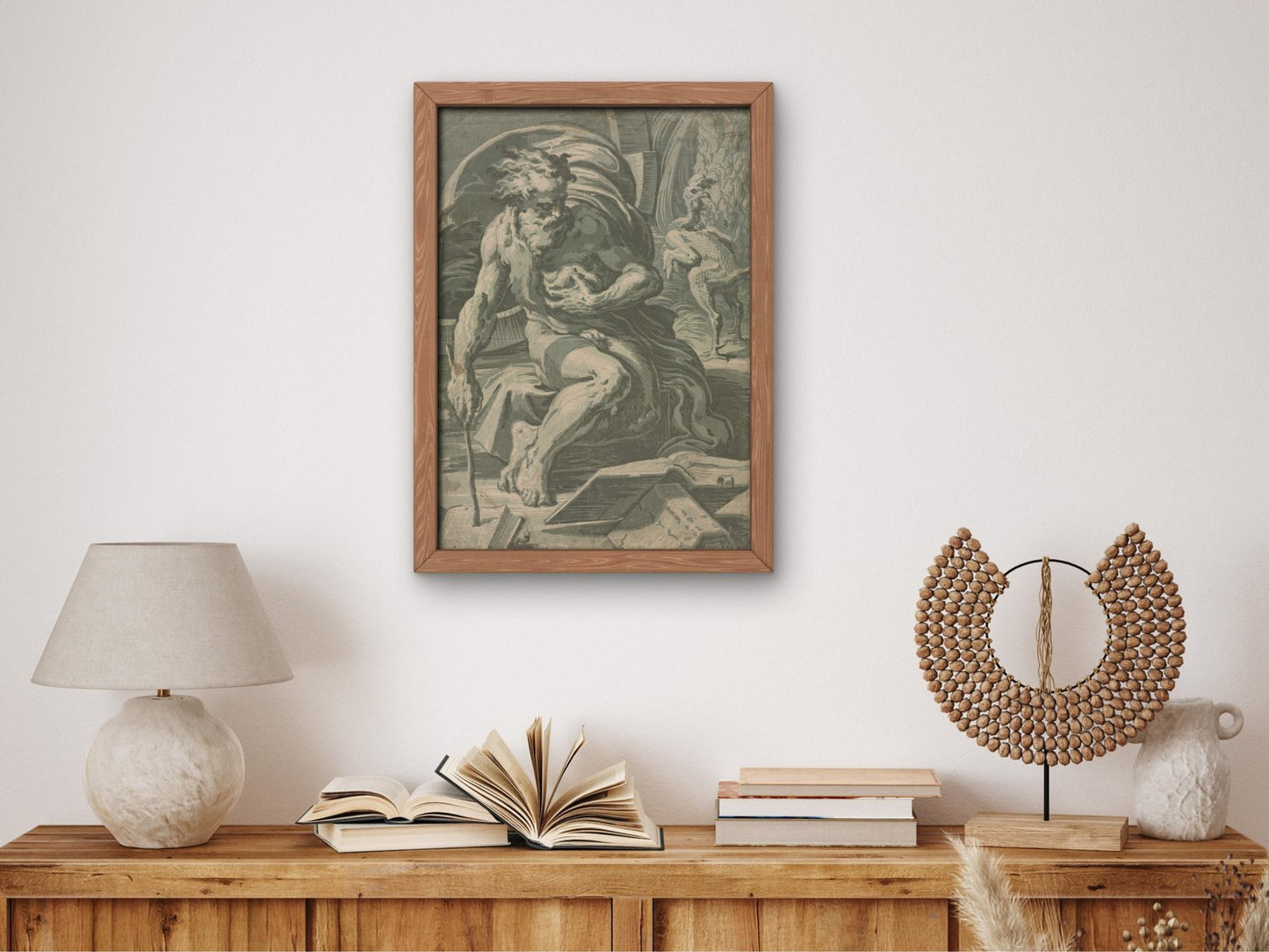 Diogenes by Ugo da Carpi, 1524, Renaissance chiaroscuro woodcut, fine art print