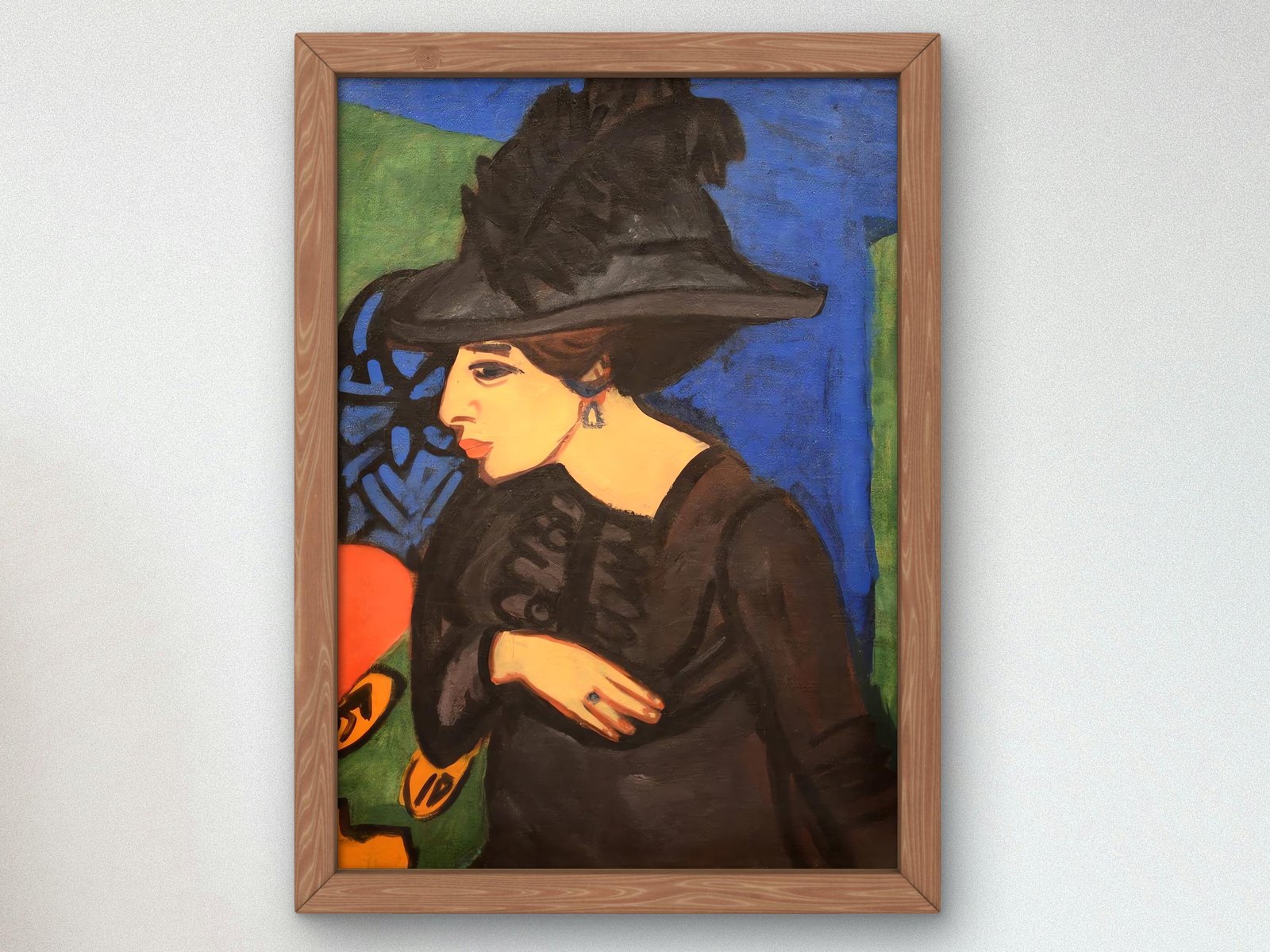 Dodo with Big Feather Hat by Ernst Ludwig Kirchner, Expressionism and Fauvism, fine art print