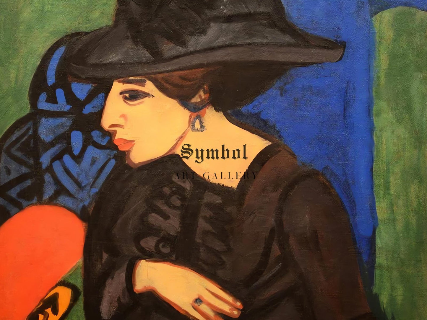 Dodo with Big Feather Hat by Ernst Ludwig Kirchner, Expressionism and Fauvism, fine art print
