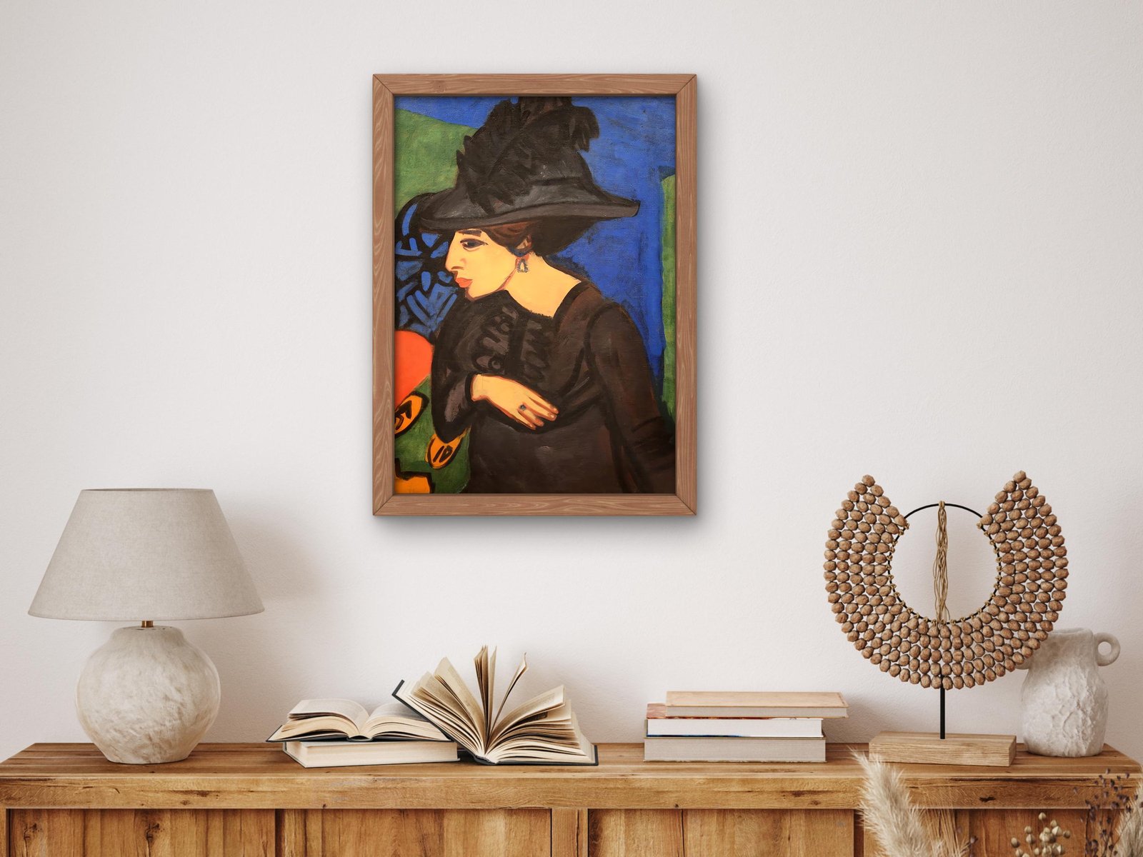 Dodo with Big Feather Hat by Ernst Ludwig Kirchner, Expressionism and Fauvism, fine art print