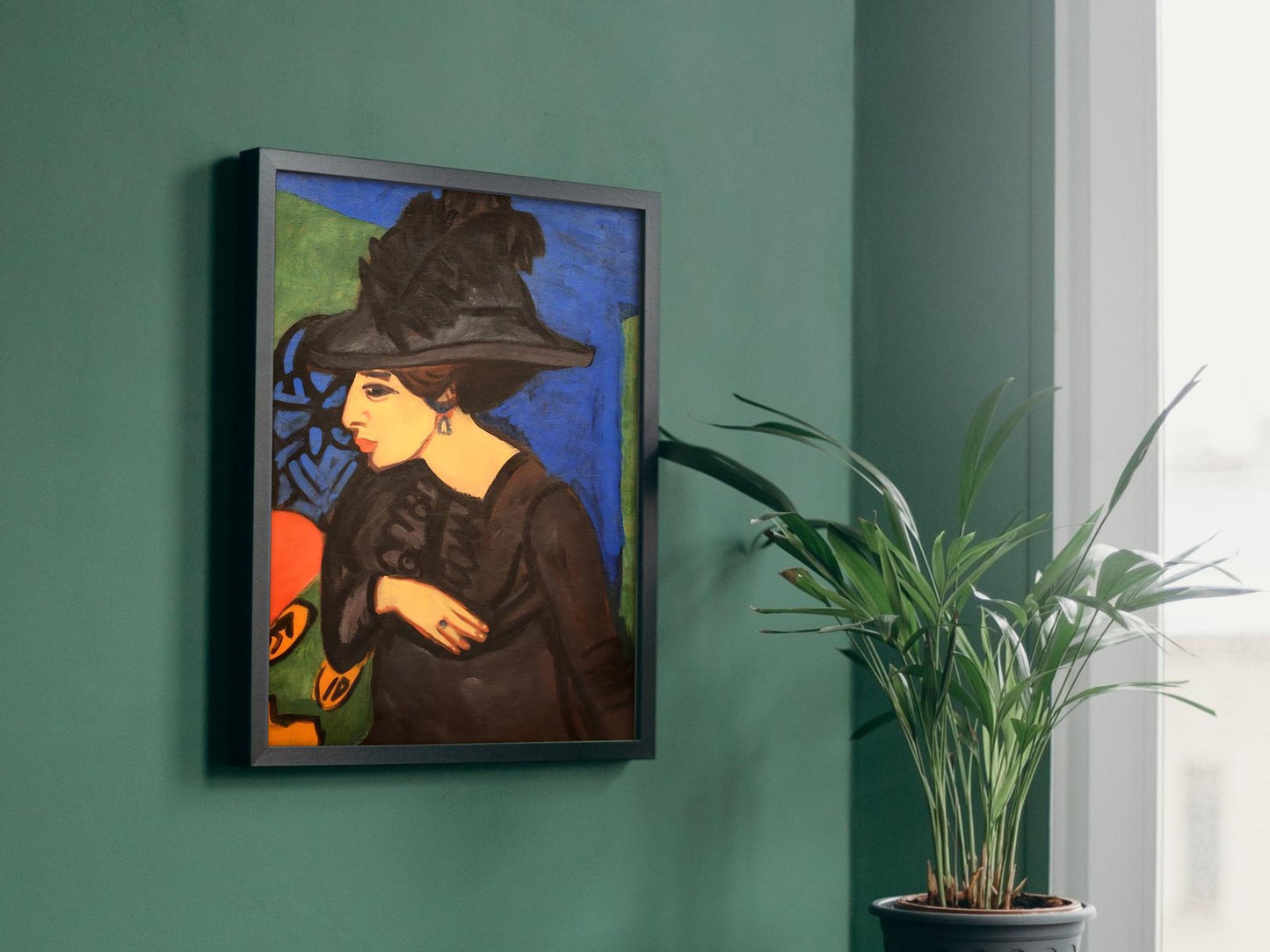 Dodo with Big Feather Hat by Ernst Ludwig Kirchner, Expressionism and Fauvism, fine art print