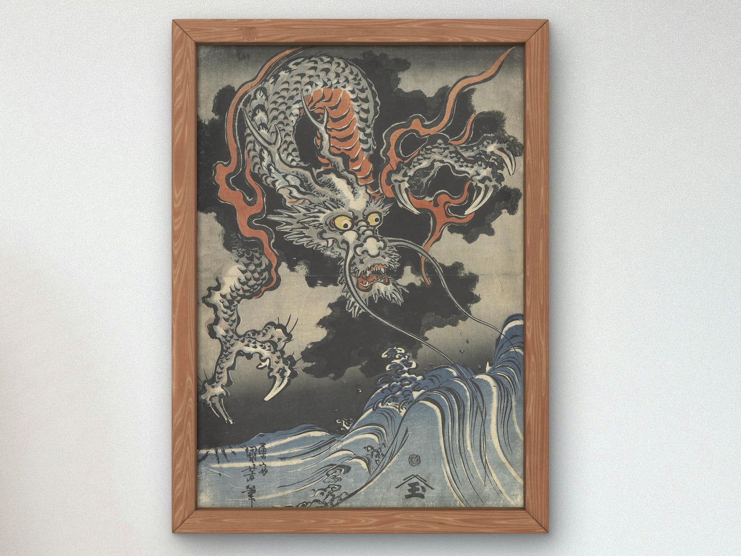 Dragon and Waves by Utagawa Kuniyoshi, 1827, Japanese Woodblock Prints, fine art print