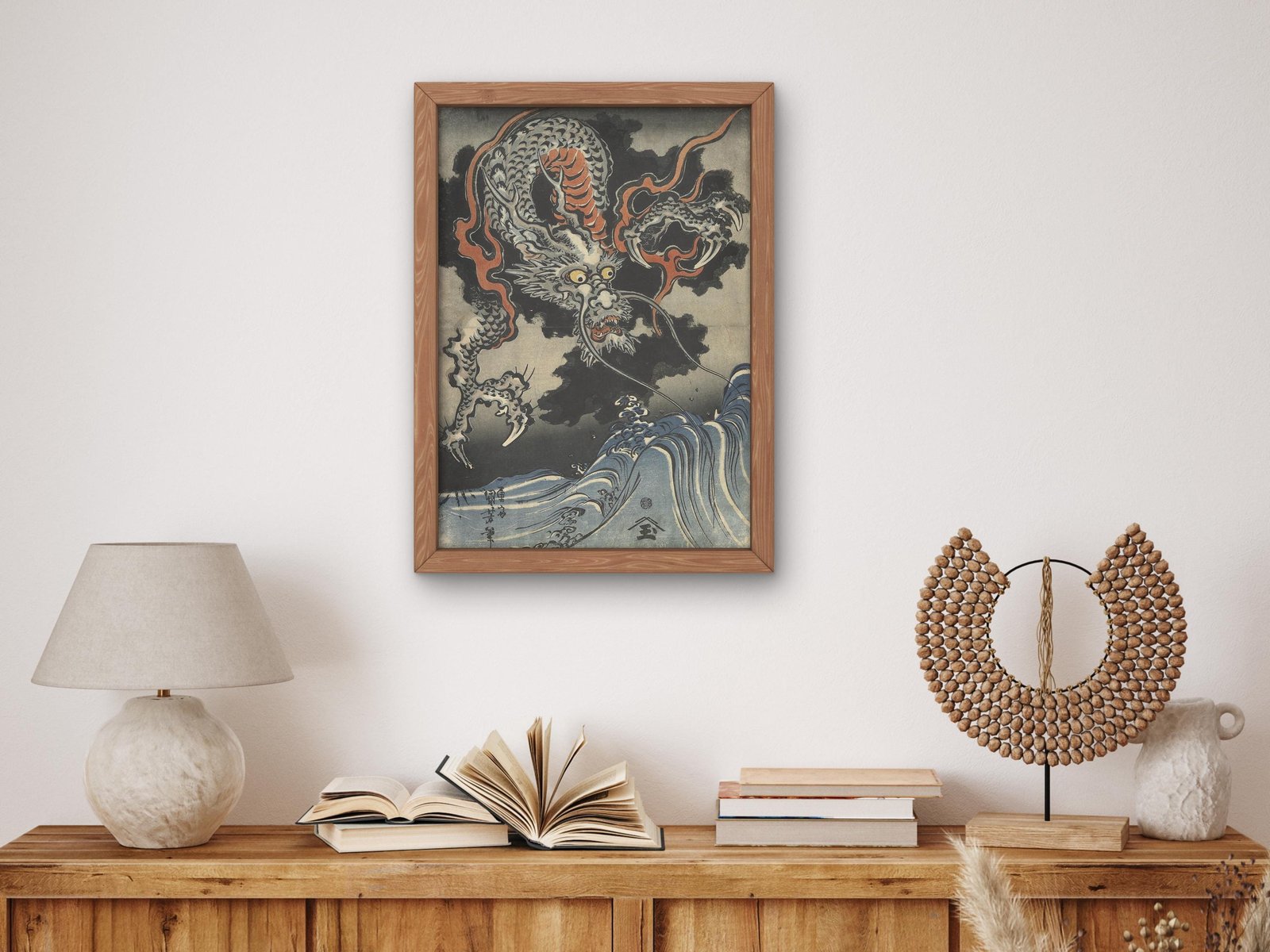 Dragon and Waves by Utagawa Kuniyoshi, 1827, Japanese Woodblock Prints, fine art print