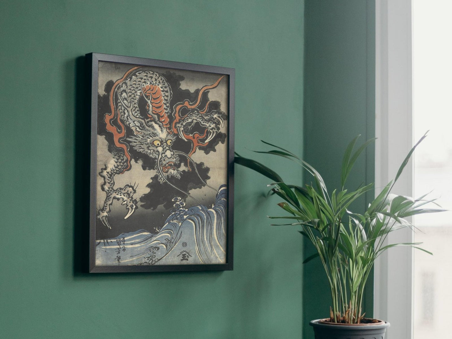 Dragon and Waves by Utagawa Kuniyoshi, 1827, Japanese Woodblock Prints, fine art print