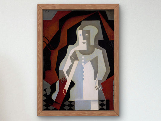 Pierrot with Guitar by Juan Gris 1919, Wall Art Print, Fine Art Reproduction, Museum Quality Decor, Poster