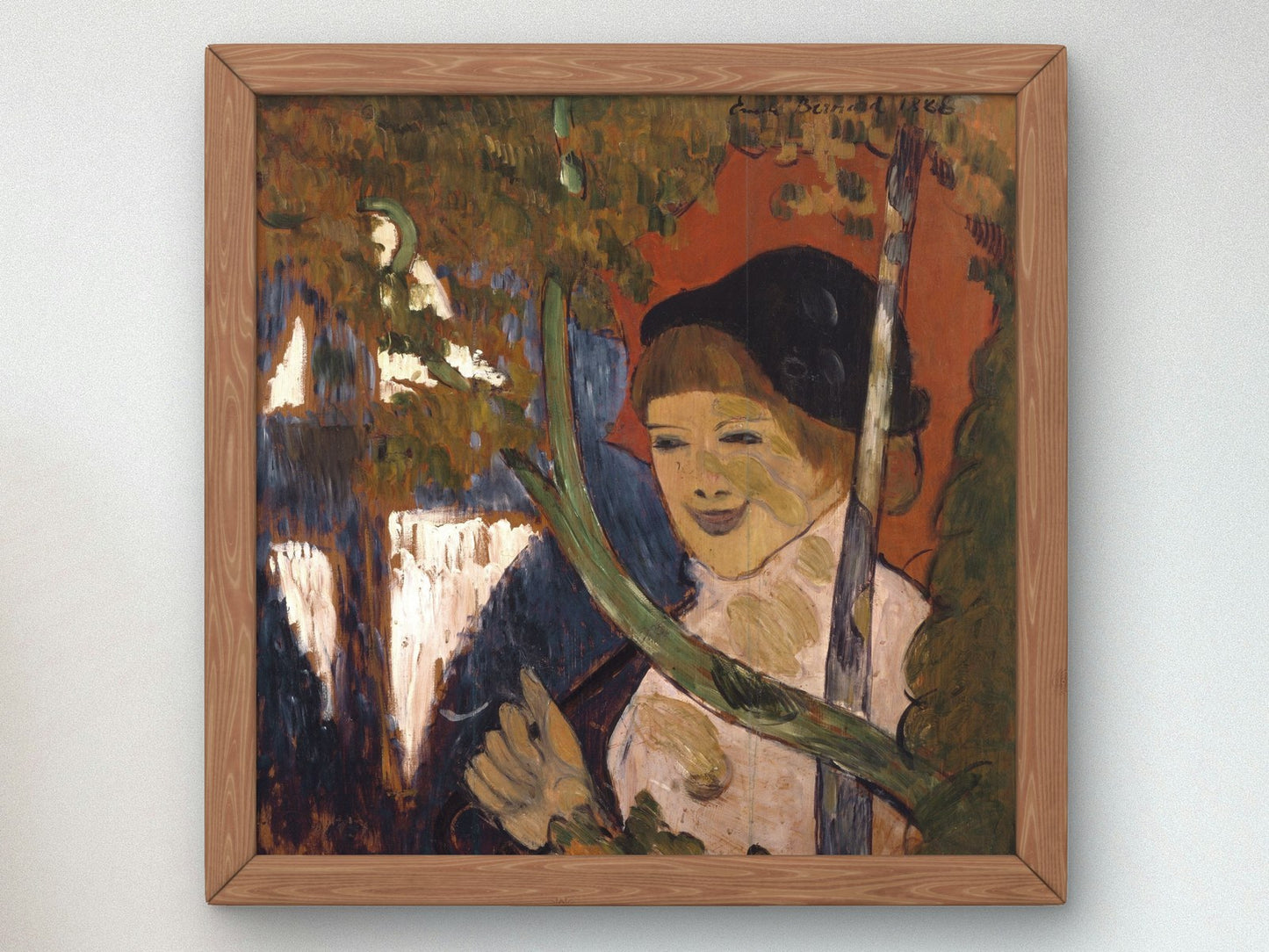 Breton Girl with a Red Umbrella by Émile Bernard 1888, Wall Art Print, Fine Art Reproduction, Museum Quality Decor, Poster