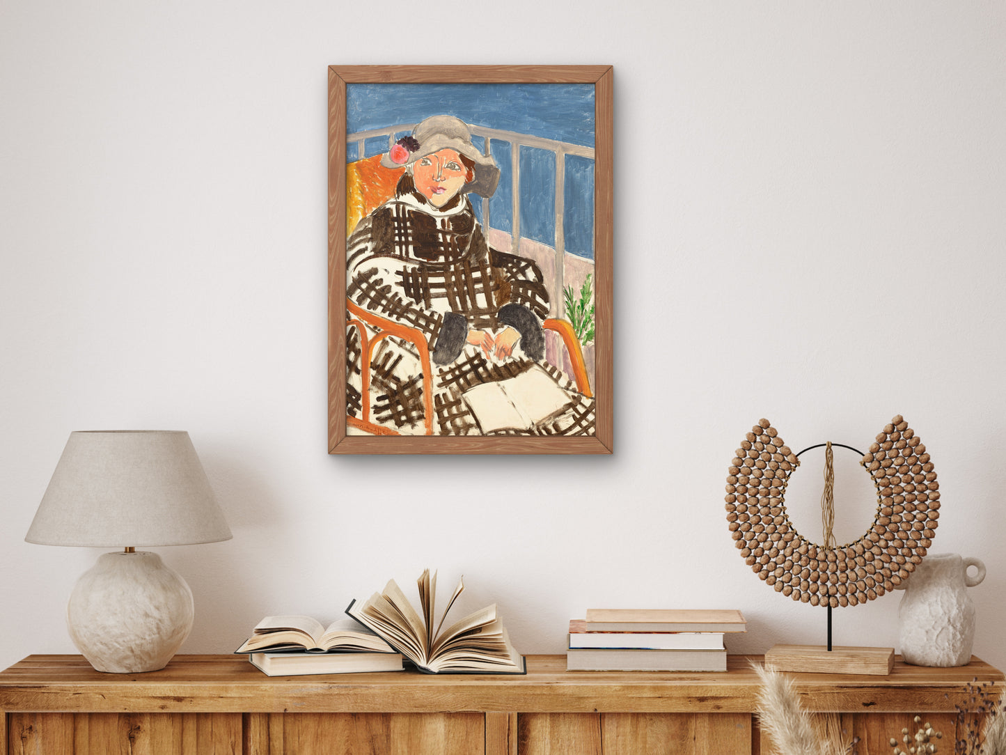 Mademoiselle Matisse in Scottish Coat by Henri Matisse 1918, Wall Art Print, Fine Art Reproduction, Museum Quality Decor, Poster