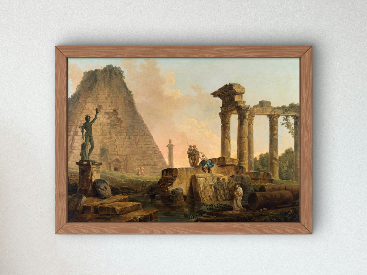 Roman Ruins by Hubert Robert 1776, Wall Art Print, Fine Art Reproduction, Museum Quality Decor, Poster