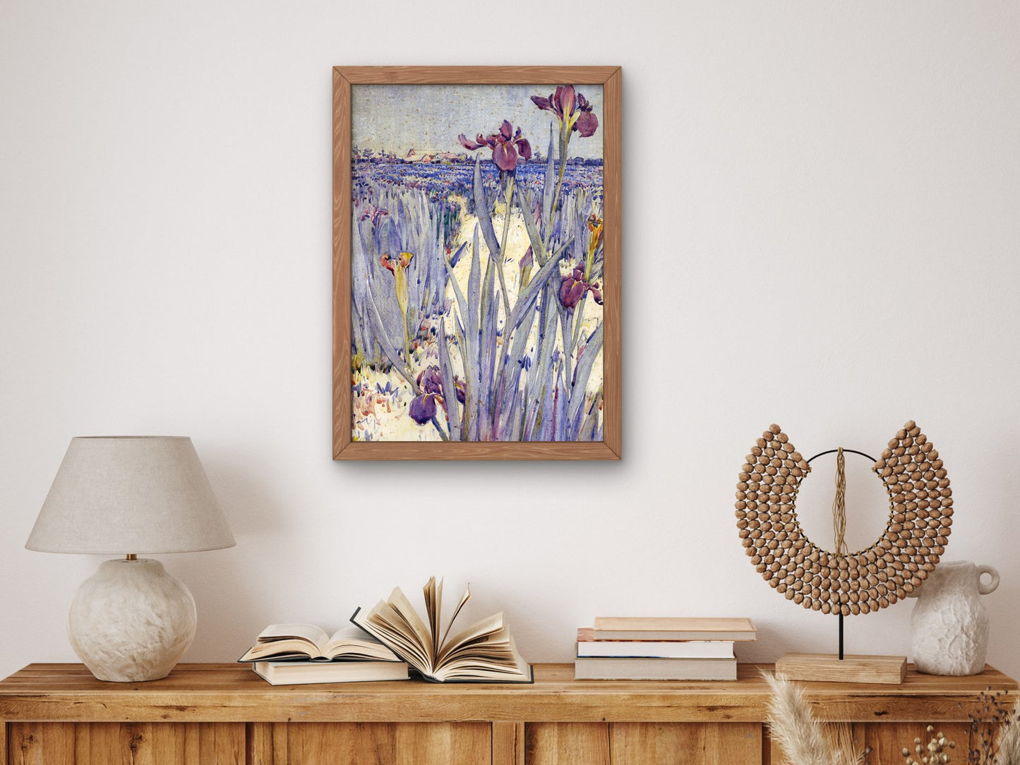 Iris Field Near Newcomb Greenhouse by Ellsworth Woodward 1911, Wall Art Print, Fine Art Reproduction, Museum Quality Decor, Poster