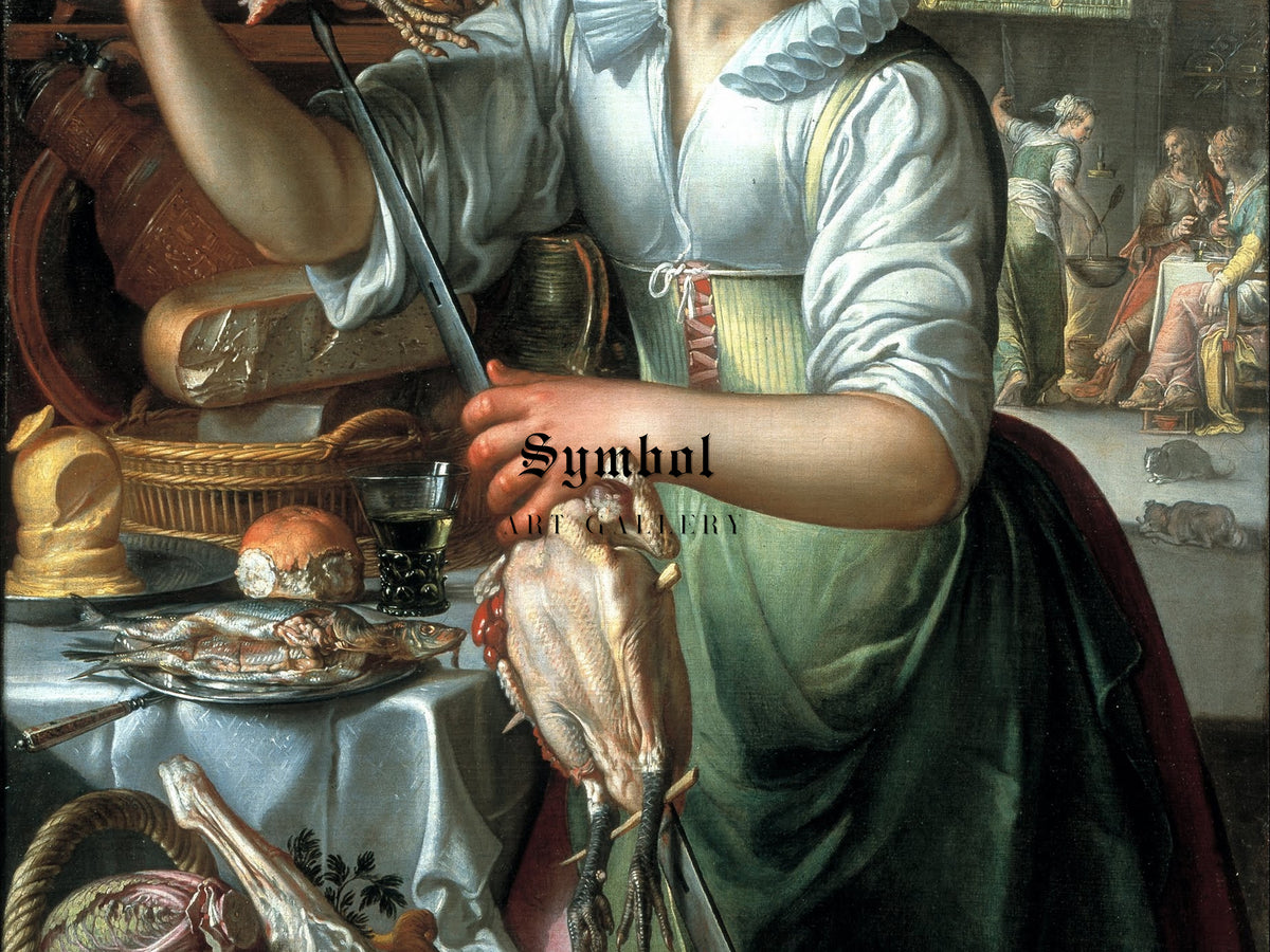 The Kitchen Maid by Joachim Wtewael 1615, Wall Art Print, Fine Art Reproduction, Museum Quality Decor, Poster