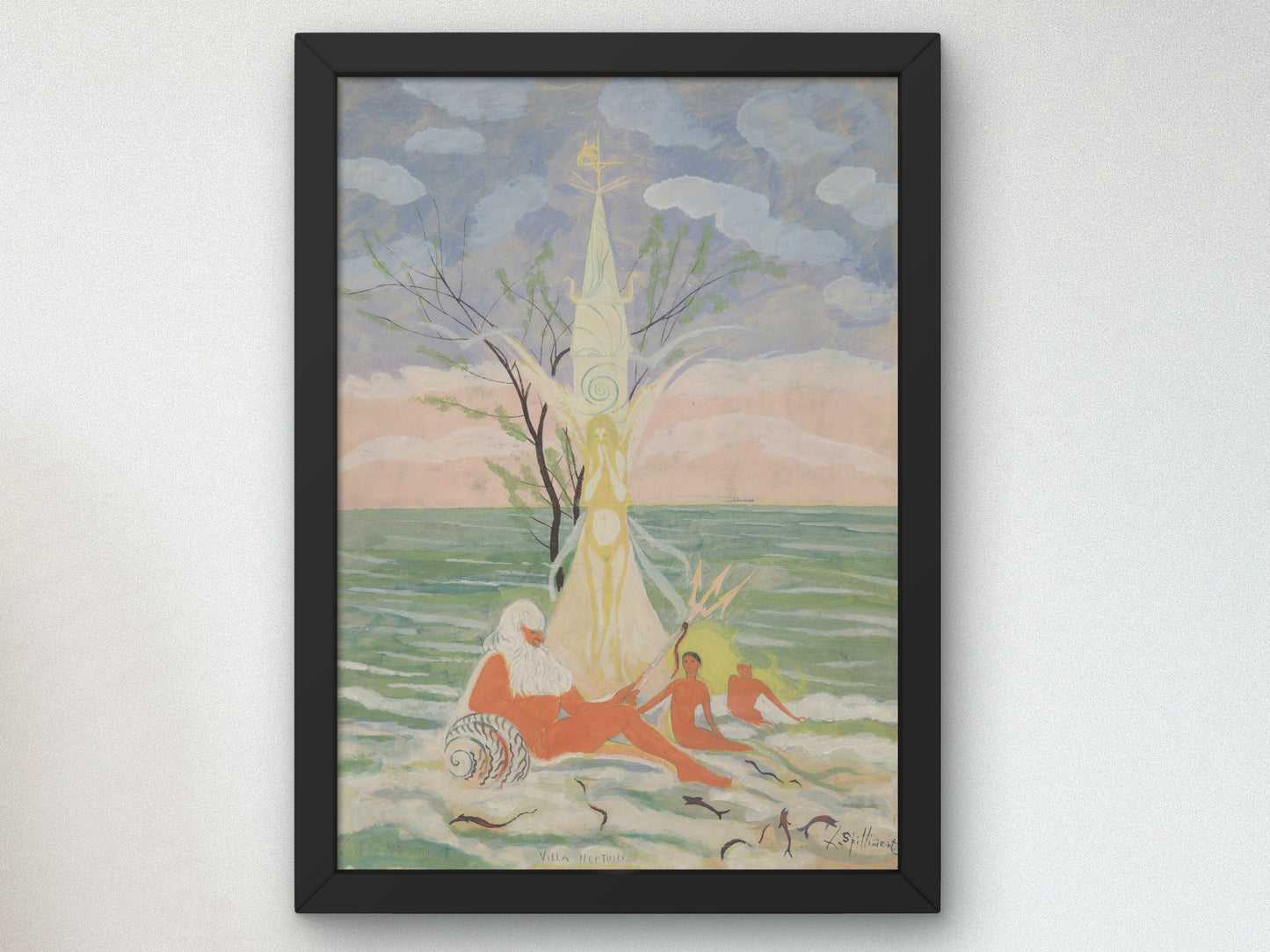 Neptune, Figures and Sea by Léon Spilliaert 1910, Wall Art Print, Fine Art Reproduction, Museum Quality Decor, Poster