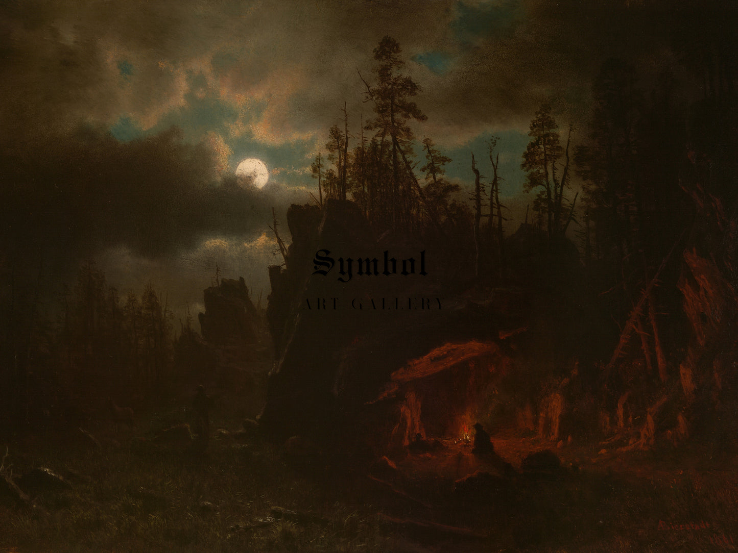 The Trappers' Camp by Albert Bierstadt 1861, Wall Art Print, Fine Art Reproduction, Museum Quality Decor, Poster