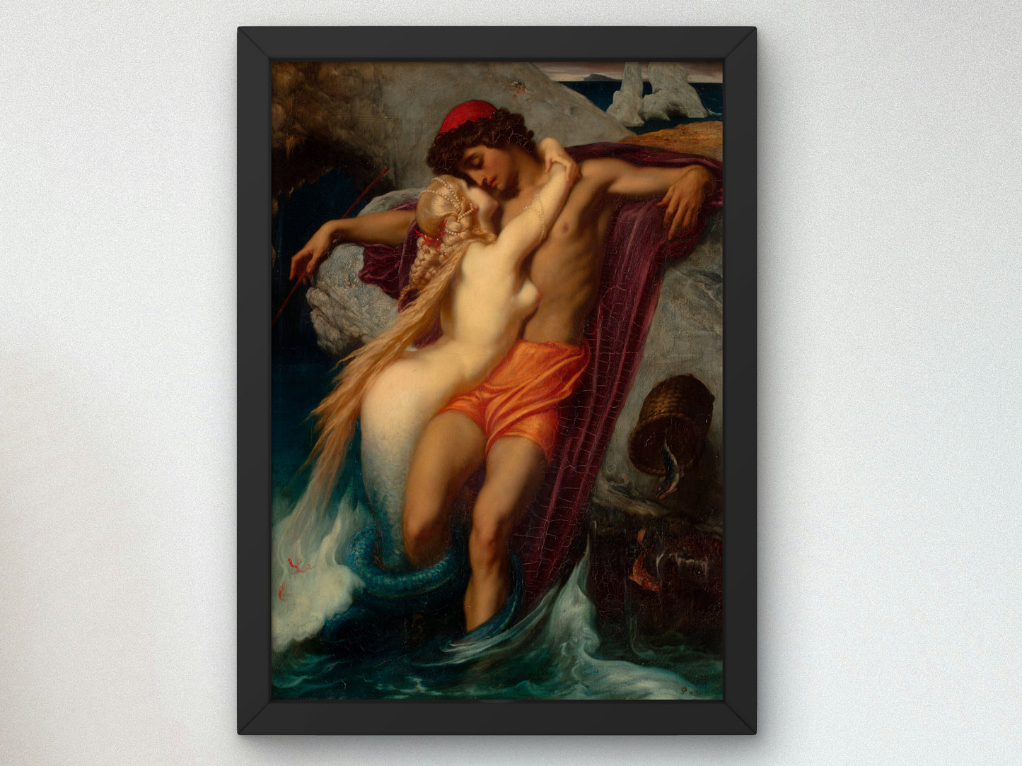 The Fisherman and the Syren by Frederic Leighton 1856, Wall Art Print, Fine Art Reproduction, Museum Quality Decor, Poster