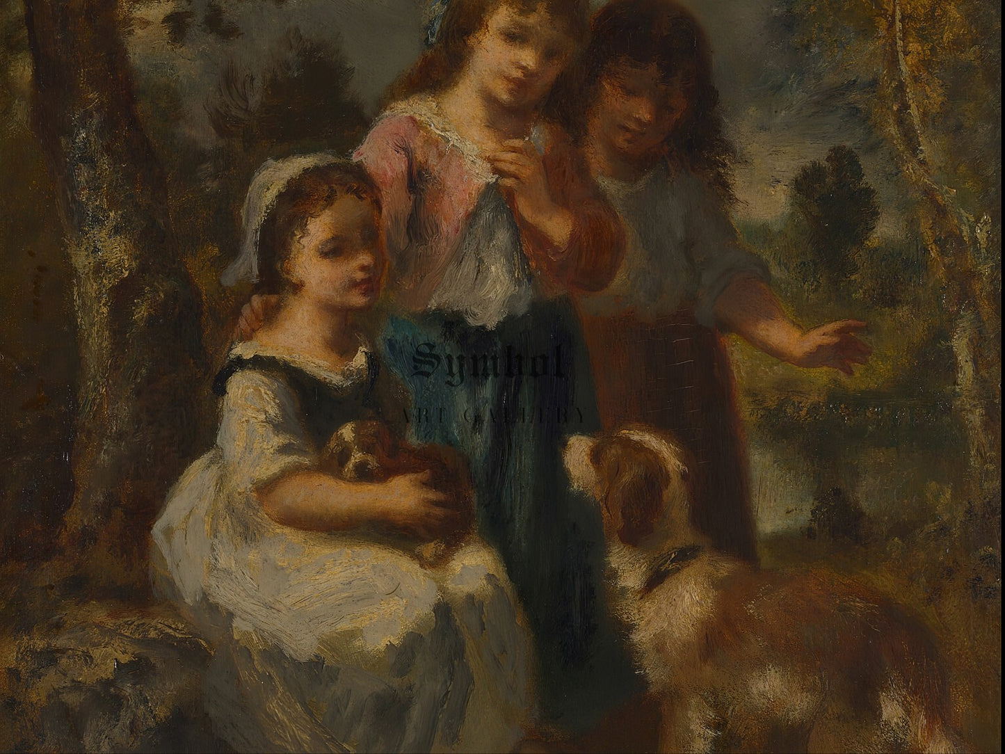 Three Little Girls by Narcisse Virgile Diaz de la Peña 1870, Wall Art Print, Fine Art Reproduction, Museum Quality Decor, Poster