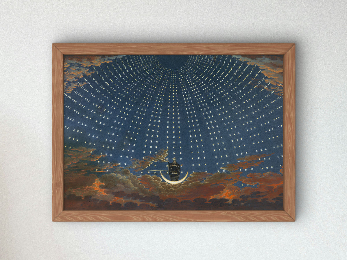 Magic Flute Hall of Stars by Karl Friedrich Schinkel 1847, Wall Art Print, Fine Art Reproduction, Museum Quality Decor, Poster