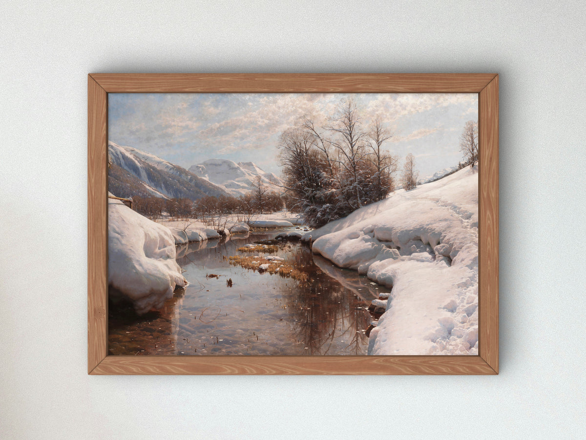 Winter Sun in Engadin by Peder Mørk Mønsted 1914, Wall Art Print, Fine Art Reproduction, Museum Quality Decor, Poster