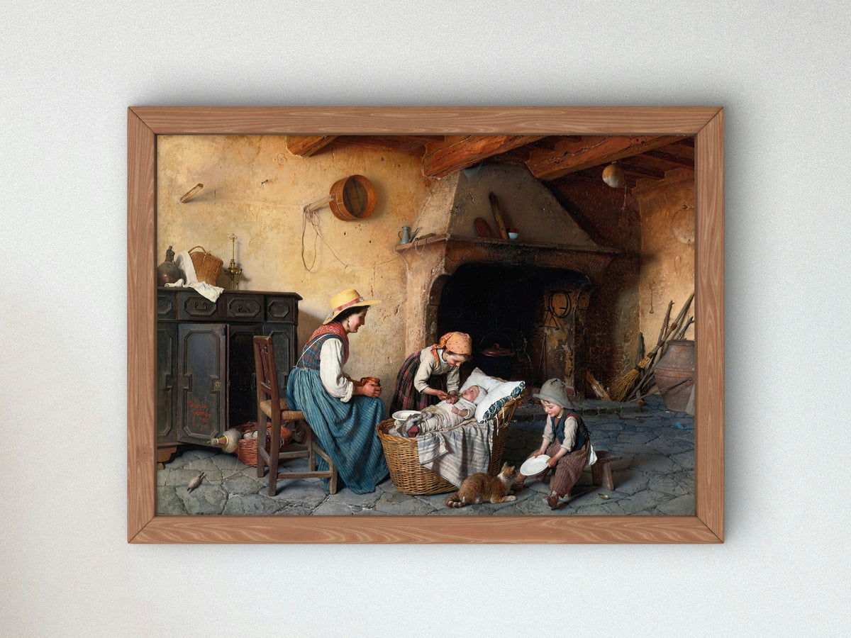 The Porridge by Gaetano Chierici 1872, Wall Art Print, Fine Art Reproduction, Museum Quality Decor, Poster