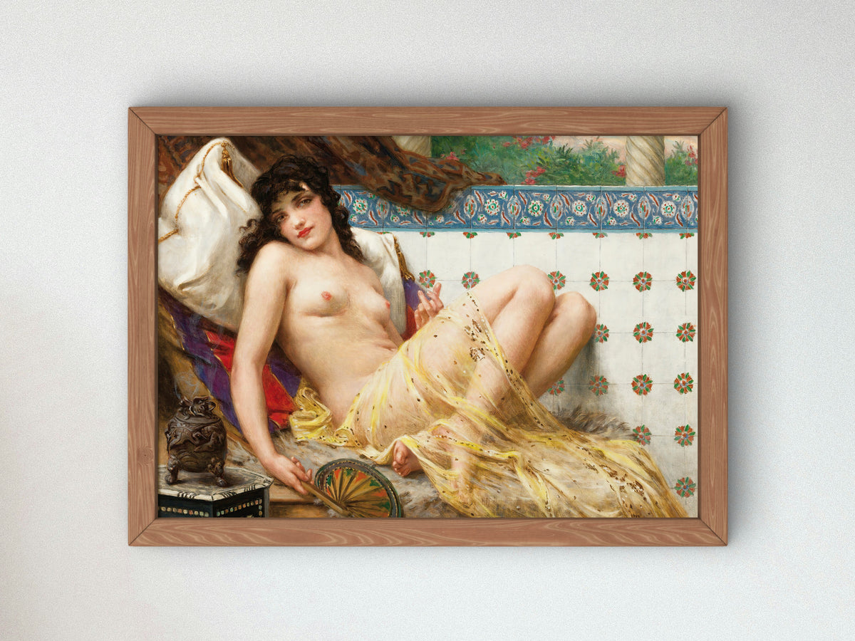 Odalisque with the Fan by Guillaume Seignac, Wall Art Print, Fine Art Reproduction, Museum Quality Decor, Poster