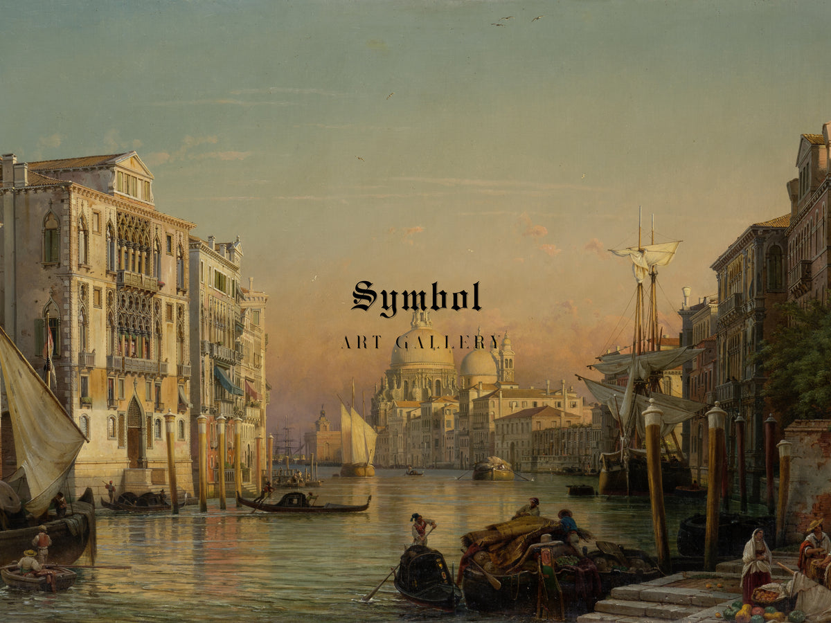 The Canal Grande in Venice with a View of Santa Maria della Salute by Friedrich von Nerly 1840, Wall Art Print, Fine Art Reproduction