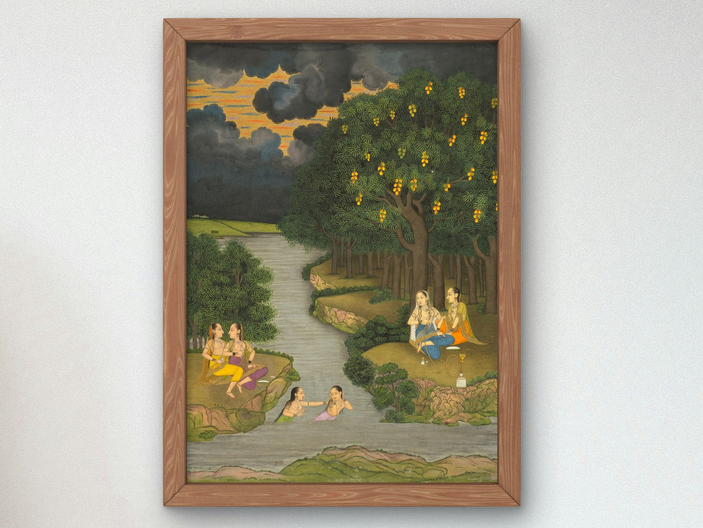 Women Enjoying the River at the Forest's Edge by Hunhar II 1765, Wall Art Print, Fine Art Reproduction, Museum Quality Decor, Poster