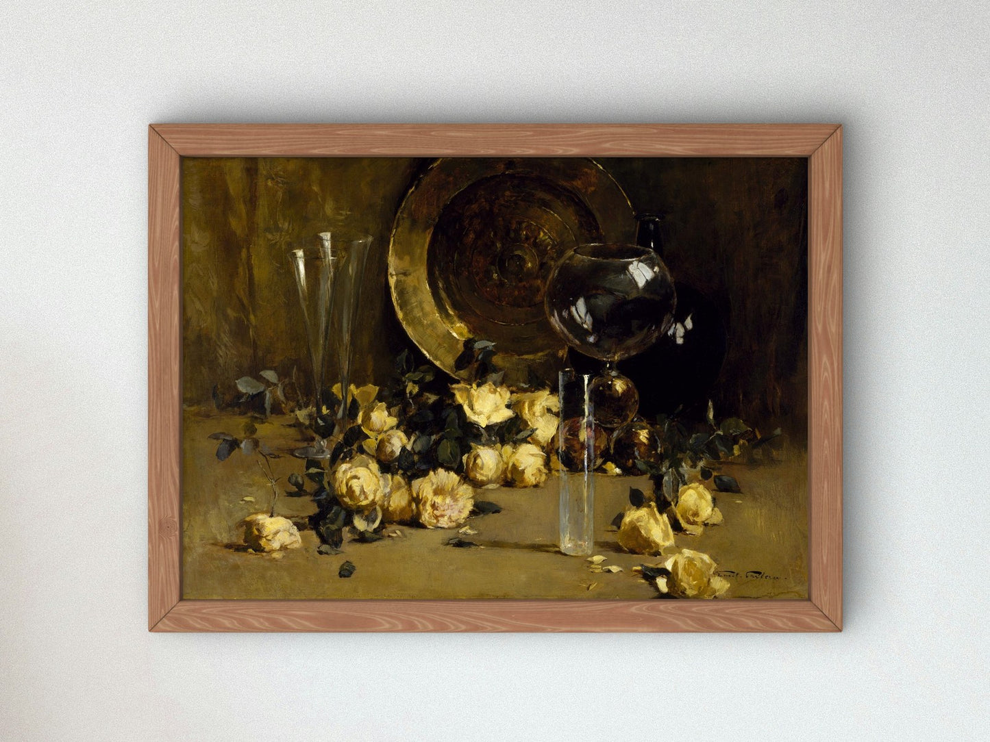 Still Life with Yellow Roses by Emil Carlsen 1885, Wall Art Print, Fine Art Reproduction, Museum Quality Decor, Poster