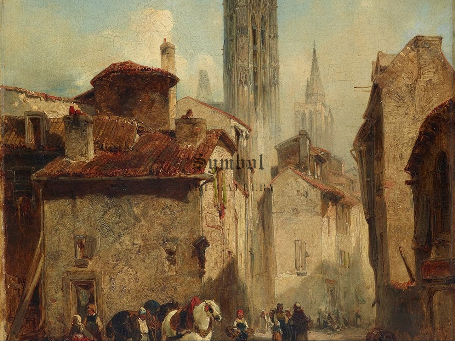 In a Flemish City by Eduard Hildebrandt 1843, Wall Art Print, Fine Art Reproduction, Museum Quality Decor, Poster