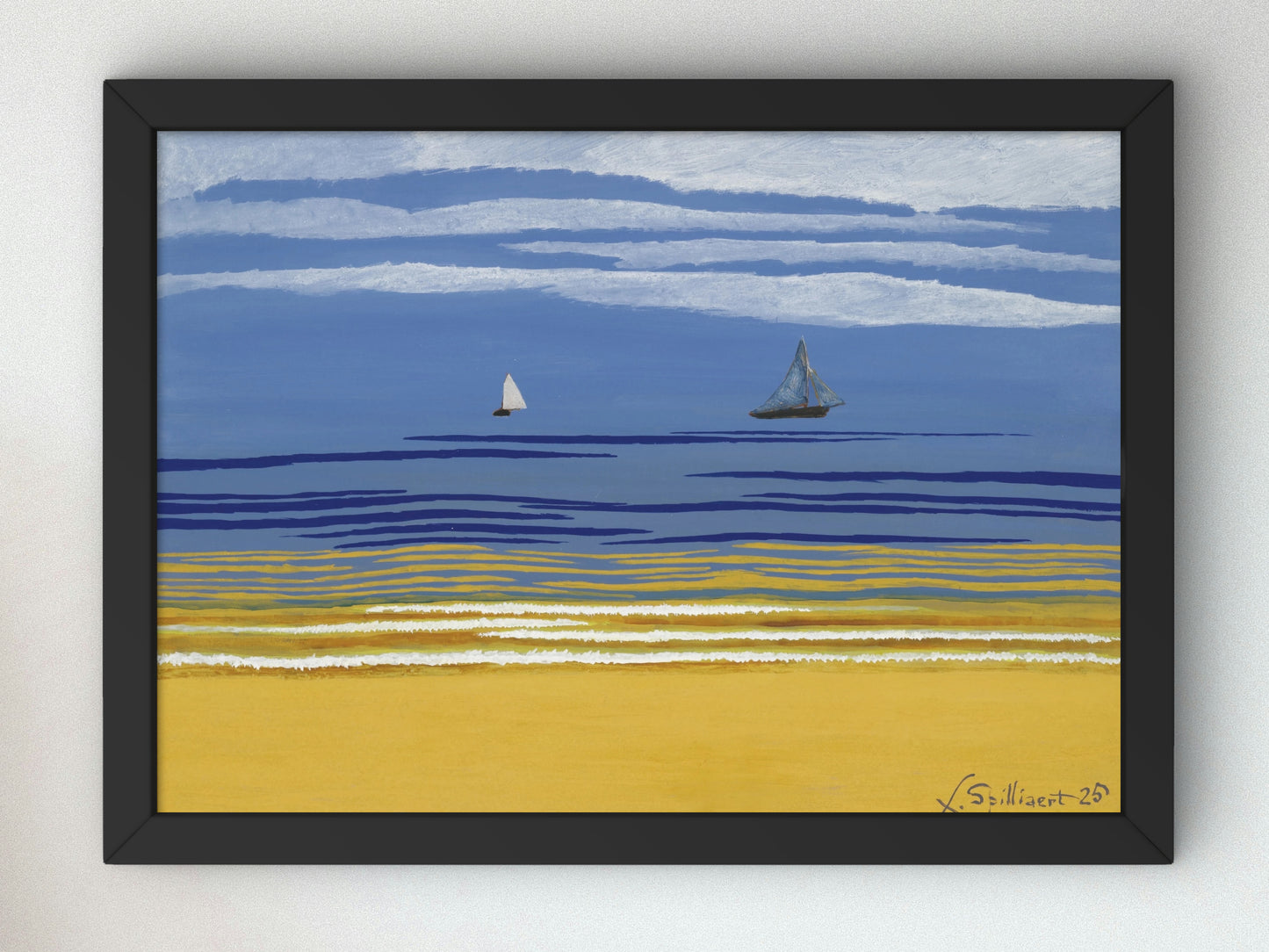 Seascape with Sailboats by Léon Spilliaert 1925, Wall Art Print, Fine Art Reproduction, Museum Quality Decor, Poster