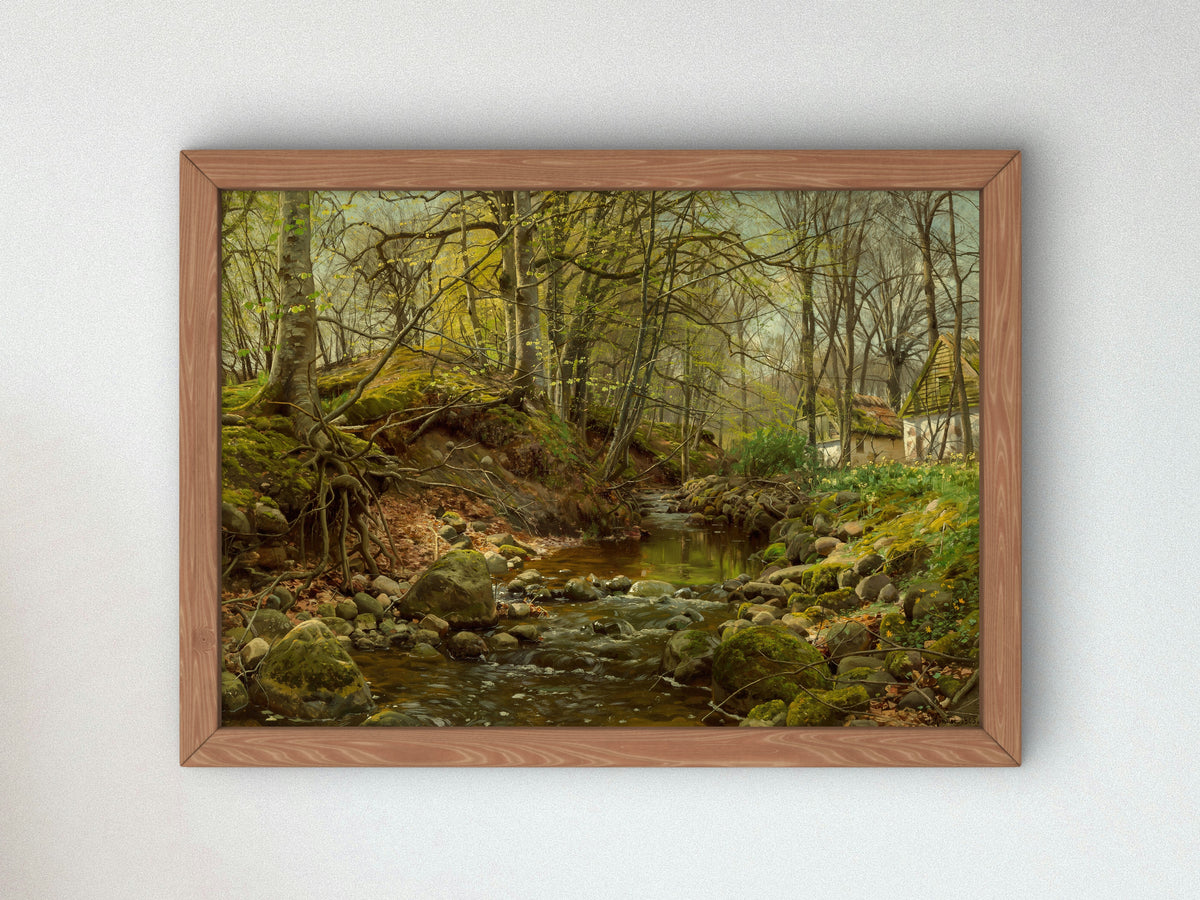 A Forest Stream by Peder Mørk Mønsted 1905, Wall Art Print, Fine Art Reproduction, Museum Quality Decor, Poster