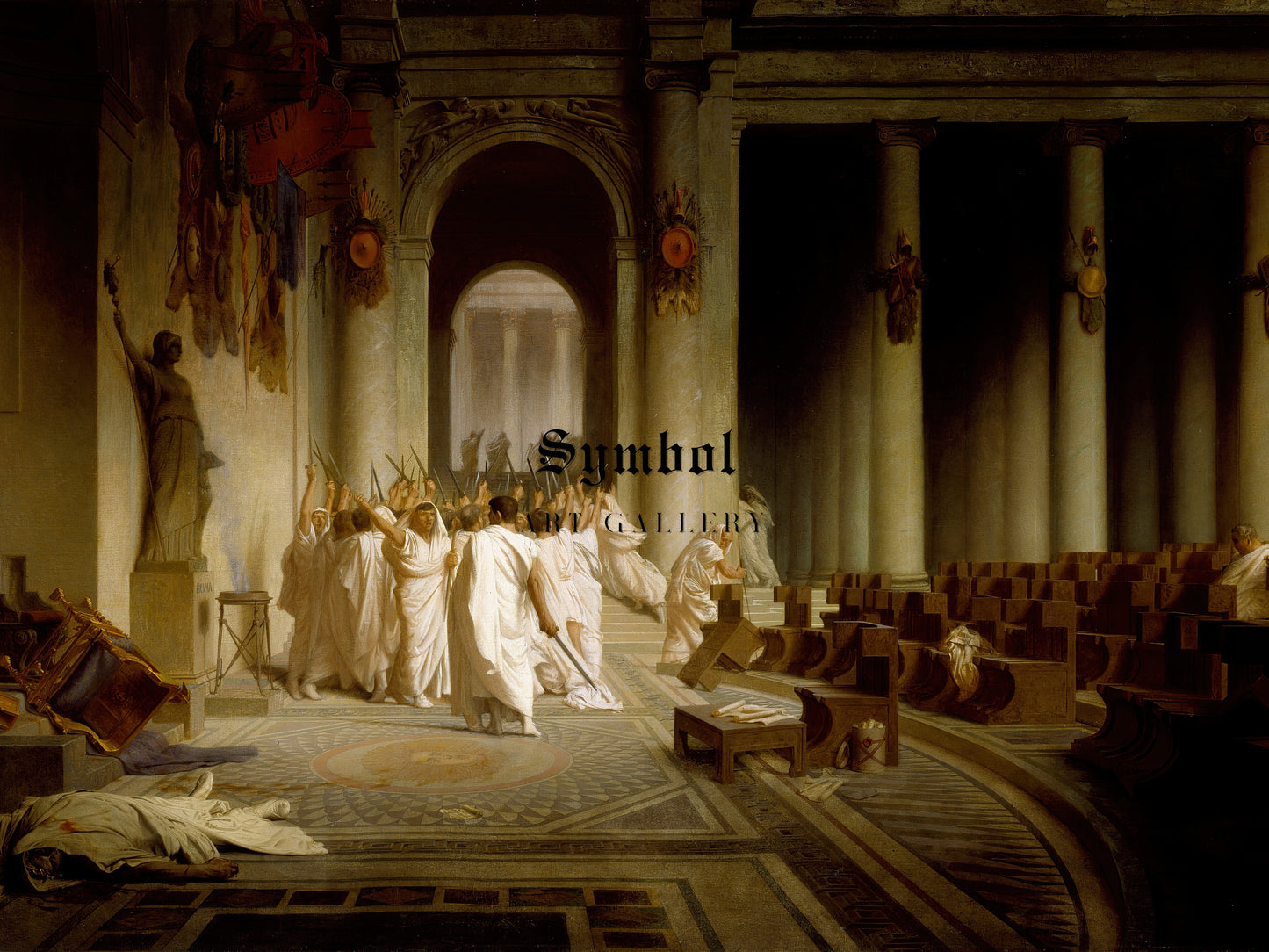 The Death of Caesar by Jean Léon Gérôme 1859, Wall Art Print, Fine Art Reproduction, Museum Quality Decor, Poster