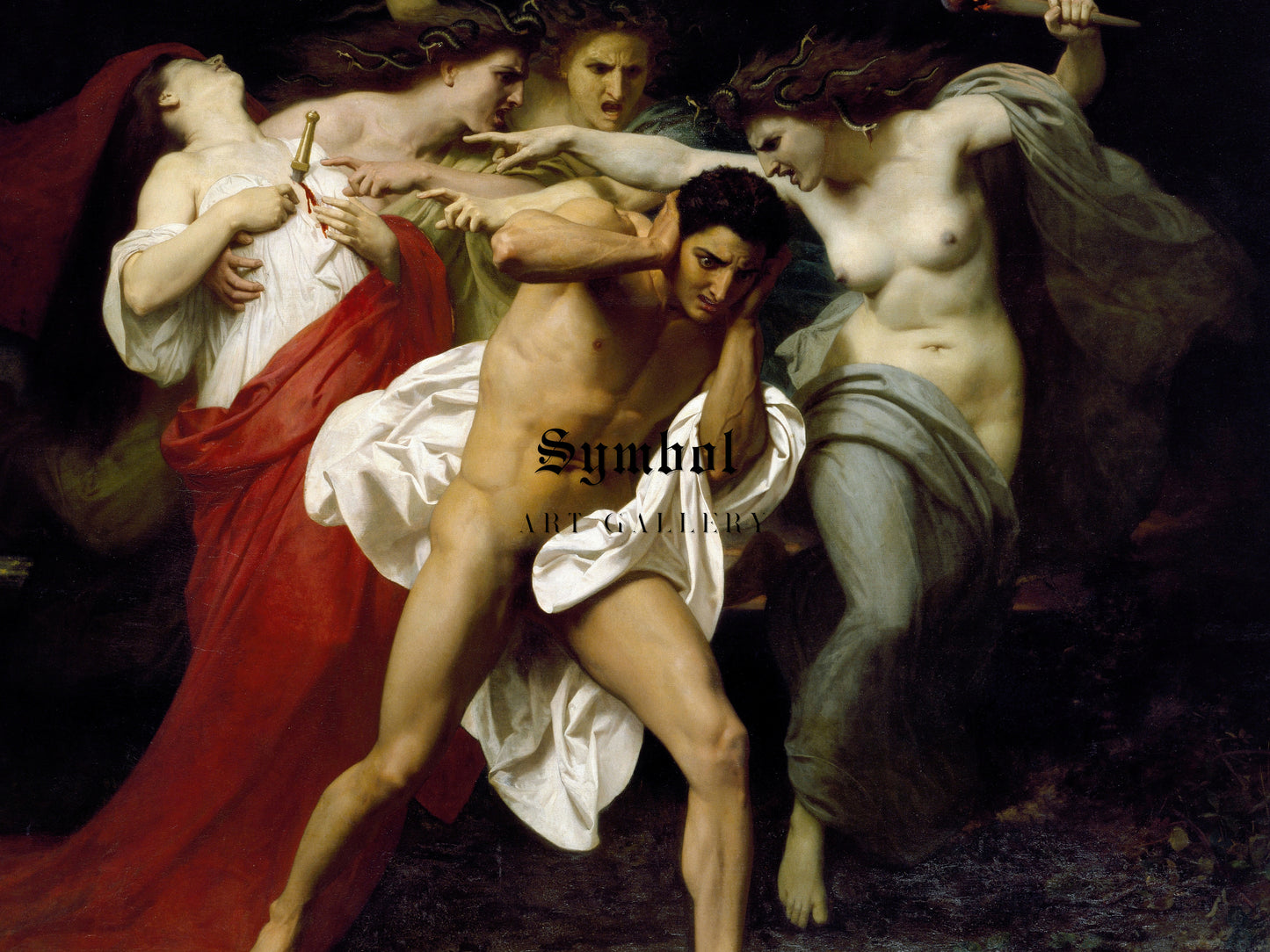 Orestes Pursued by the Furies by William Adolphe Bouguereau 1862, Wall Art Print, Fine Art Reproduction, Museum Quality Decor, Poster