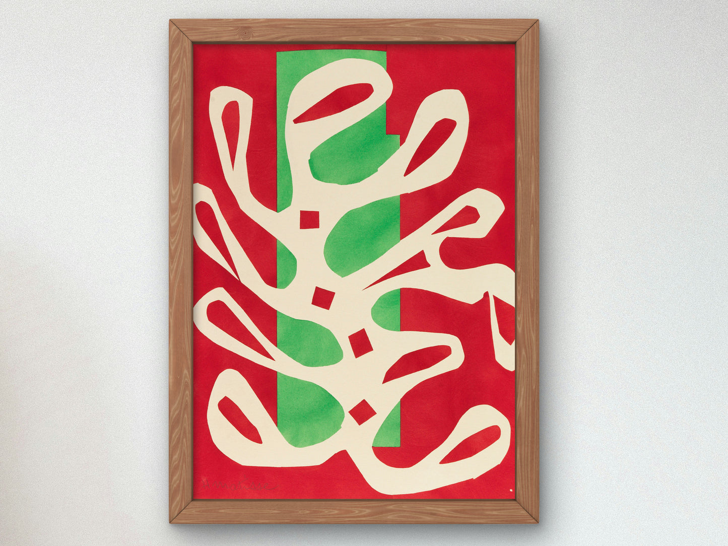 Algue blanche sur fond rouge et vert by Henri Matisse 1947, Wall Art Print, Fine Art Reproduction, Museum Quality Decor, Poster