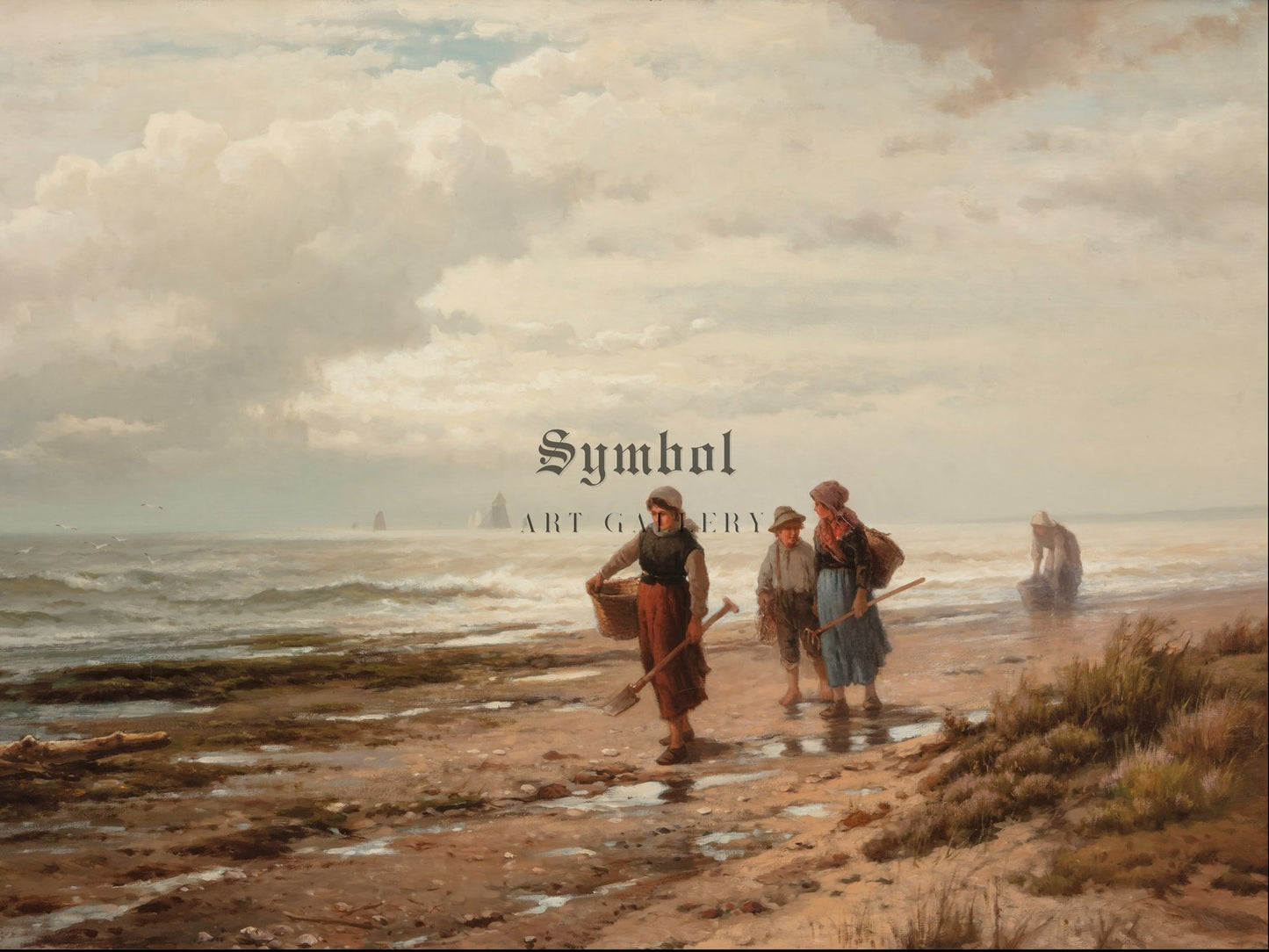 Clam Gatherers by Edward Moran 1881, Wall Art Print, Fine Art Reproduction, Museum Quality Decor, Poster