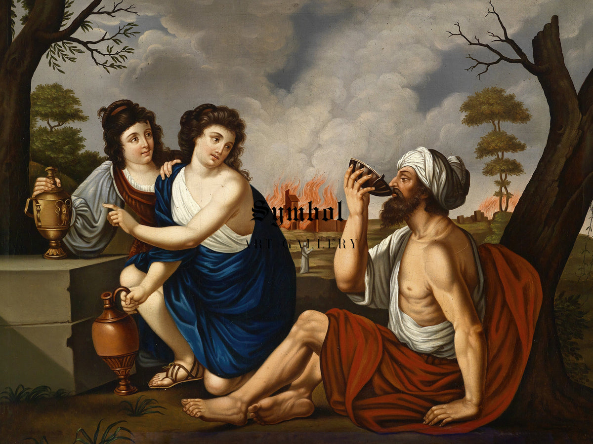 Lot and His Daughters by Josef Worlicek, Wall Art Print, Fine Art Reproduction, Museum Quality Decor, Poster