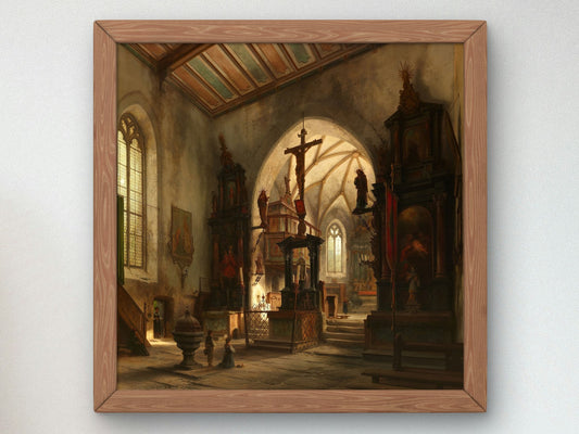 Inside of a Church by Carl Georg Anton Graeb 1868, Wall Art Print, Fine Art Reproduction, Museum Quality Decor, Poster