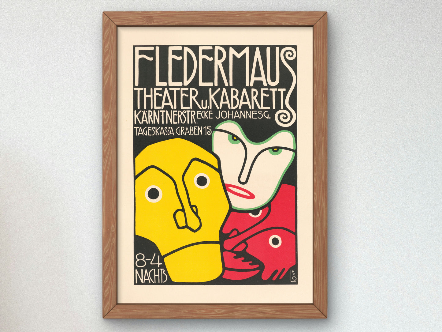 Fledermaus Theater and Cabaret Poster by Bertold Löffler 1908, Wall Art Print, Fine Art Reproduction, Museum Quality Decor, Poster