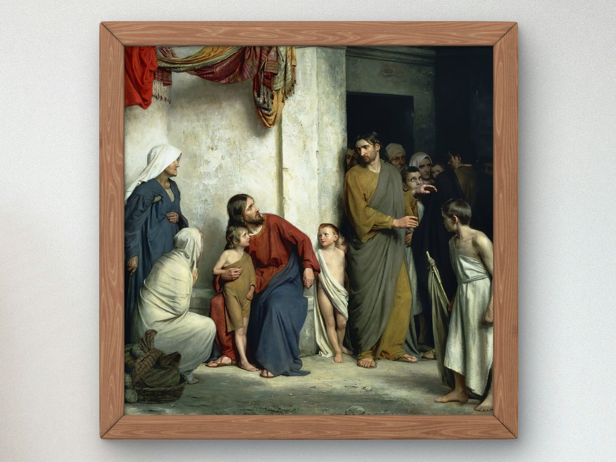 Christ and the Children by Carl Bloch 1884, Wall Art Print, Fine Art Reproduction, Museum Quality Decor, Poster