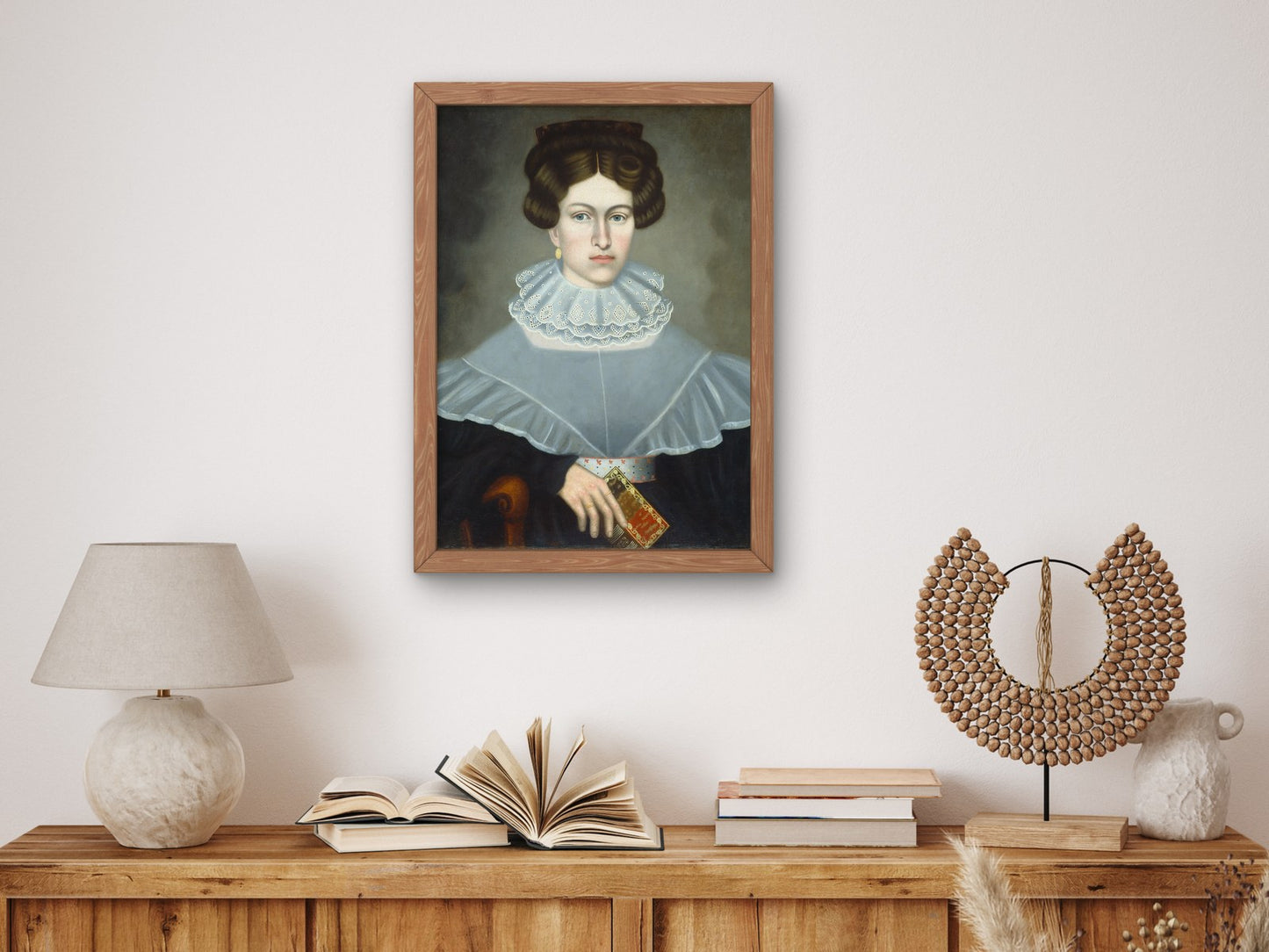 Woman Holding a Book by Erastus Salisbury Field 1835, Wall Art Print, Fine Art Reproduction, Museum Quality Decor, Poster