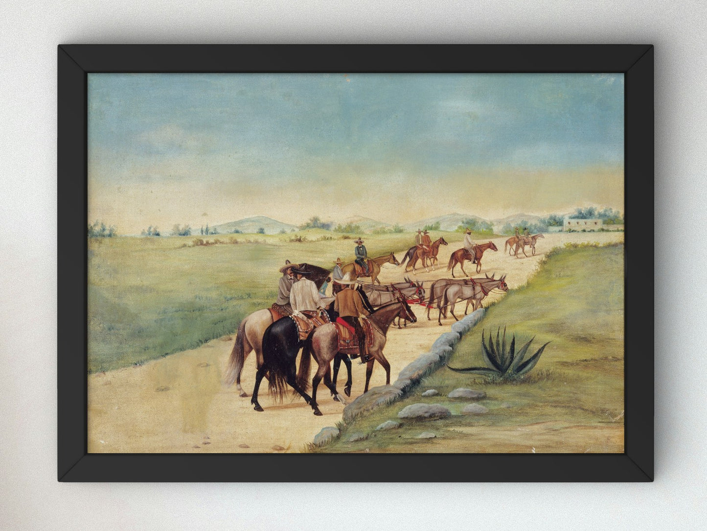 Jinetes y coche con tiro de cuatro mulas by Ernesto Icaza 1918, Wall Art Print, Fine Art Reproduction, Museum Quality Decor, Poster