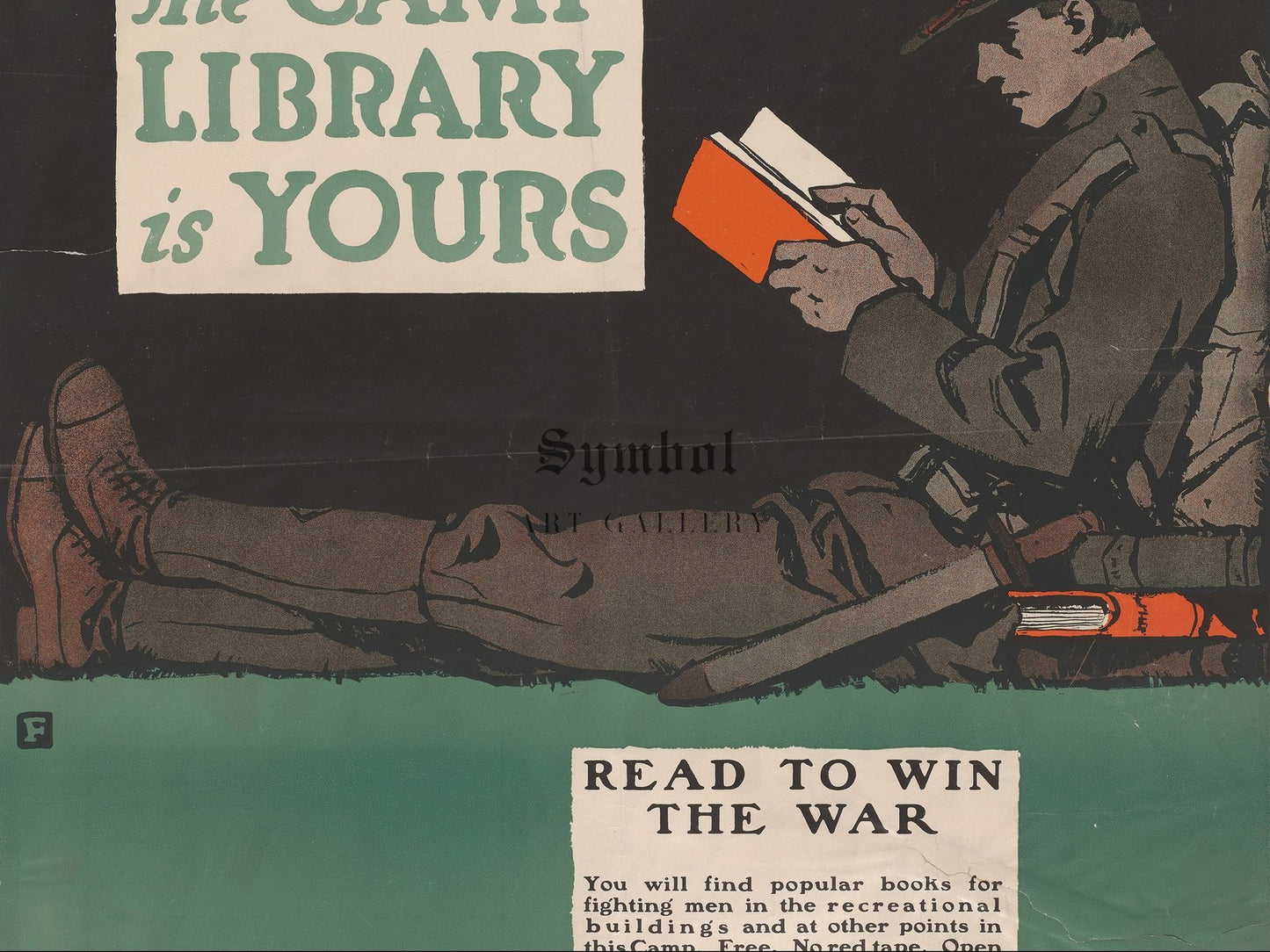 Read to Win the War by Charles Buckles Falls 1918, Wall Art Print, Fine Art Reproduction, Museum Quality Decor, Poster