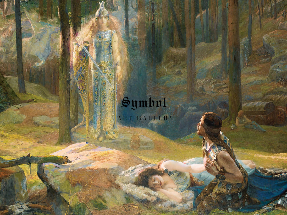 Brynhild Discovering Sieglind and Sigmund by Gaston Bussière 1894, Wall Art Print, Fine Art Reproduction, Museum Quality Decor, Poster