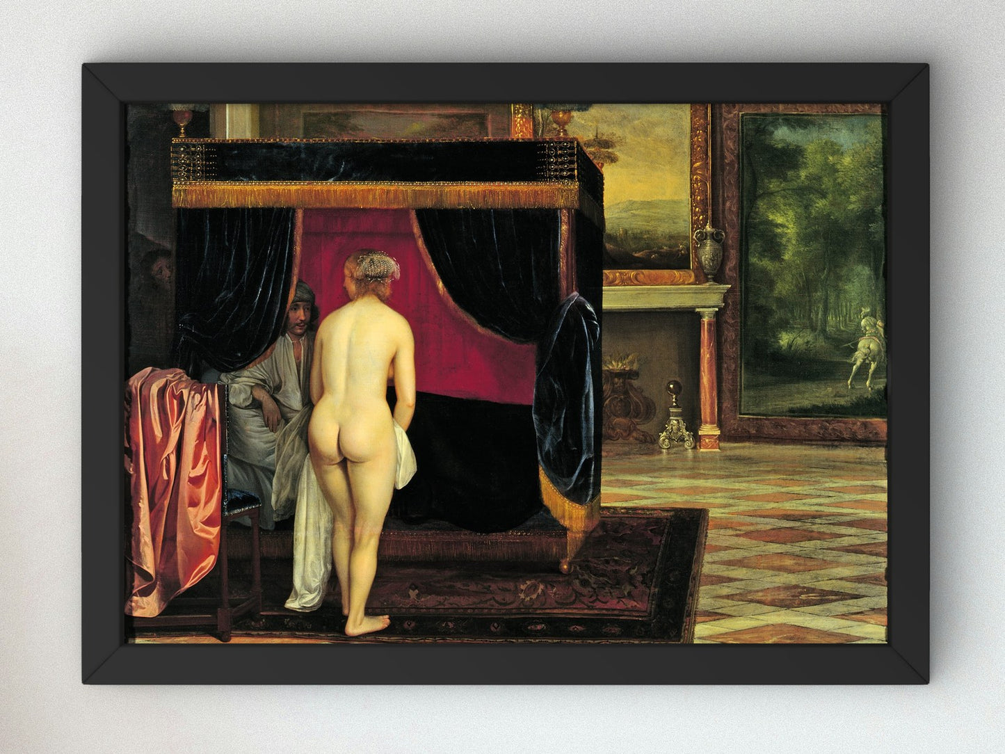 Kandaules' Wife Discovering the Hiding Gyges by Eglon van der Neer 1661, Wall Art Print, Fine Art Reproduction, Museum Quality Decor, Poster