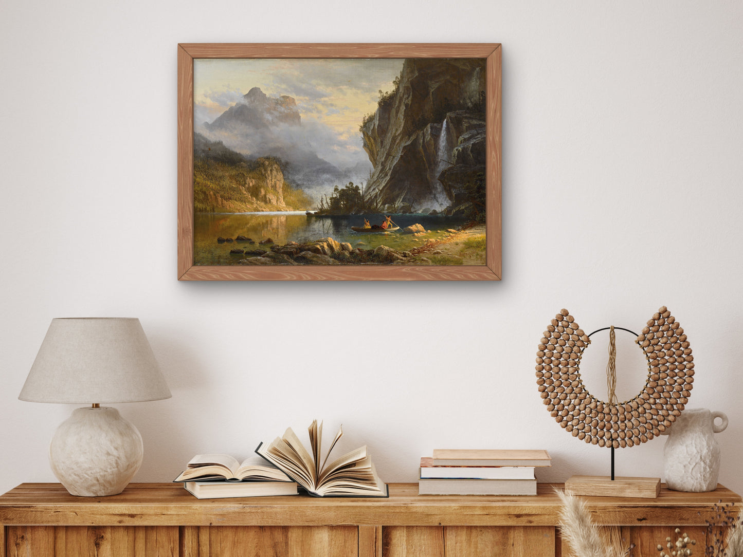 Indians Spear Fishing by Albert Bierstadt 1862, Wall Art Print, Fine Art Reproduction, Museum Quality Decor, Poster