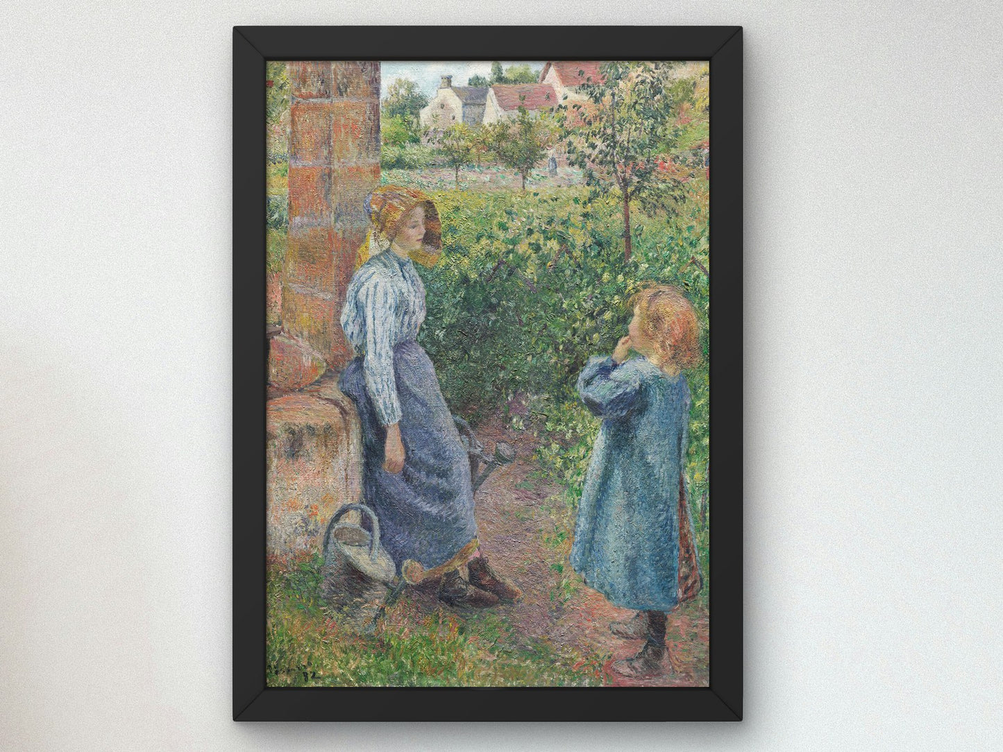 Woman and Child at the Well by Camille Pissarro 1882, Wall Art Print, Fine Art Reproduction, Museum Quality Decor, Poster